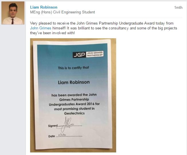 Liam Robinson JGP Undergraduate Award